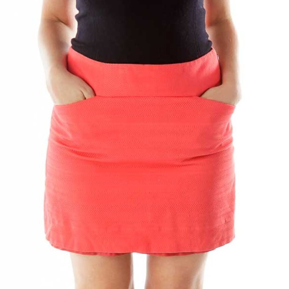 LOFT Orange Embossed Pencil Skirt